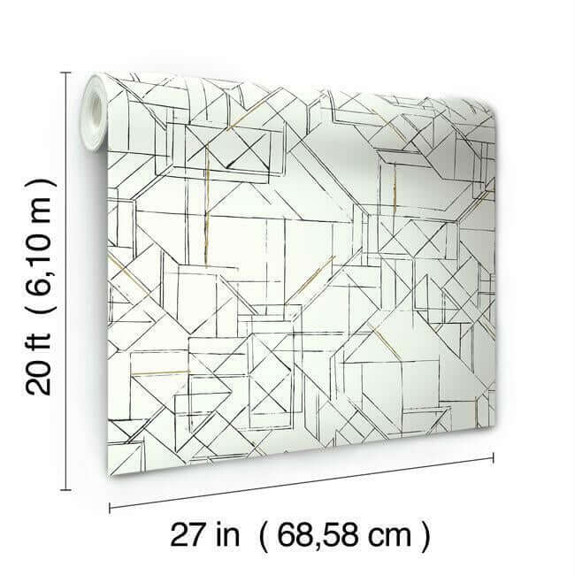 prism-schematics-black-gold-peel-stick-wallpaper-york-wallcoverings-psw1050rl - York Wallcoverings Wallpaper