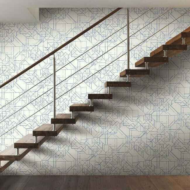 Prism Schematics Premium Peel Stick Wallpaper Cobaltsilver - York Wallcoverings - PSW1049RL - York Wallcoverings Wallpaper
