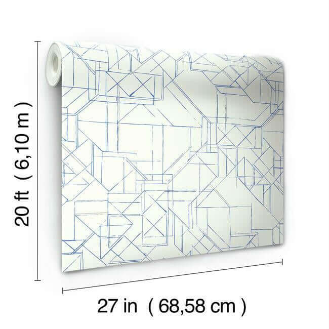 prism-schematics-premium-peel-stick-wallpaper-cobaltsilver-york-wallcoverings-psw1049rl - York Wallcoverings Wallpaper