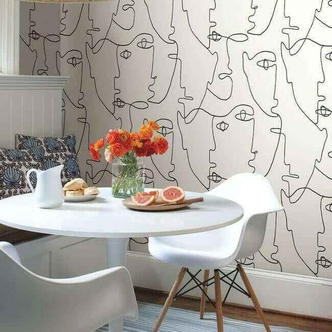 Pablo Portraits Black Peel & Stick Wallpaper - York Wallcoverings - PSW1053RL - York Wallcoverings Wallpaper