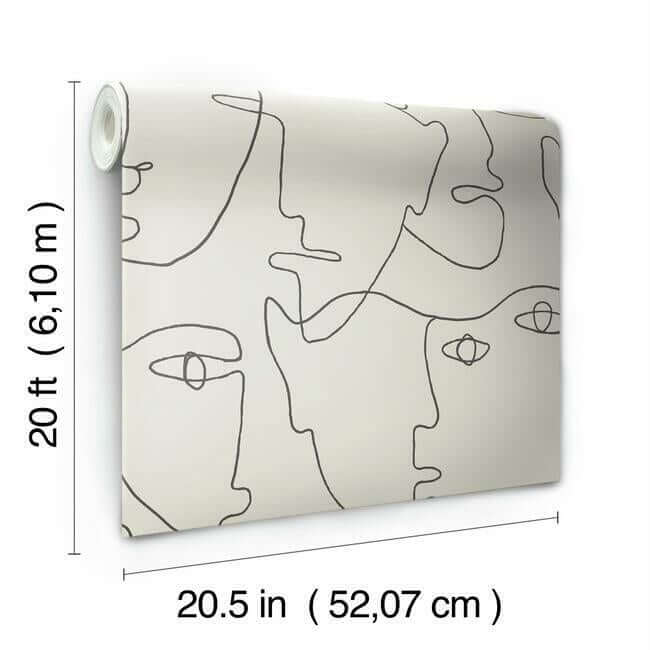 pablo-portraits-premium-peel-stick-wallpaper-linencharcoal-york-wallcoverings-psw1055rl - York Wallcoverings Wallpaper
