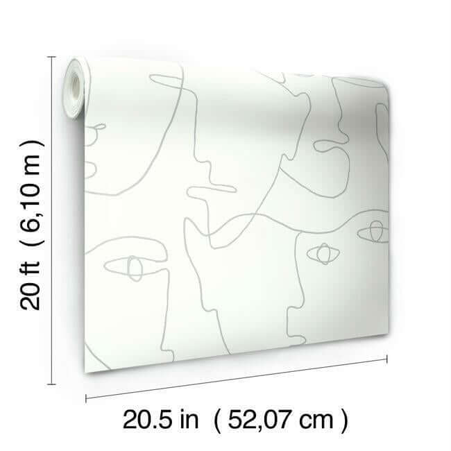 pablo-portraits-premium-peel-stick-wallpaper-silver-york-wallcoverings-psw1052rl - York Wallcoverings Wallpaper