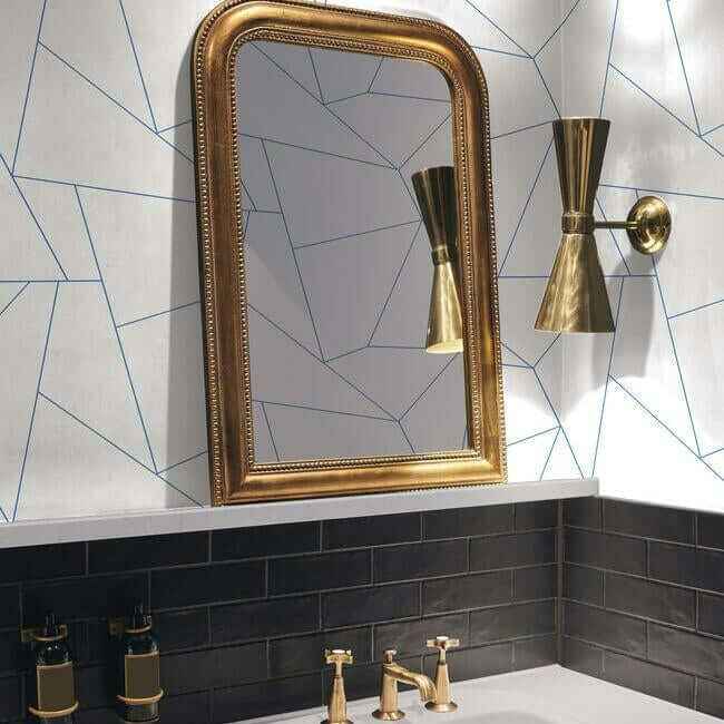 Factured Prism White & Blue Peel & Stick Wallpaper - York Wallcoverings - PSW1234RL - York Wallcoverings Wallpaper
