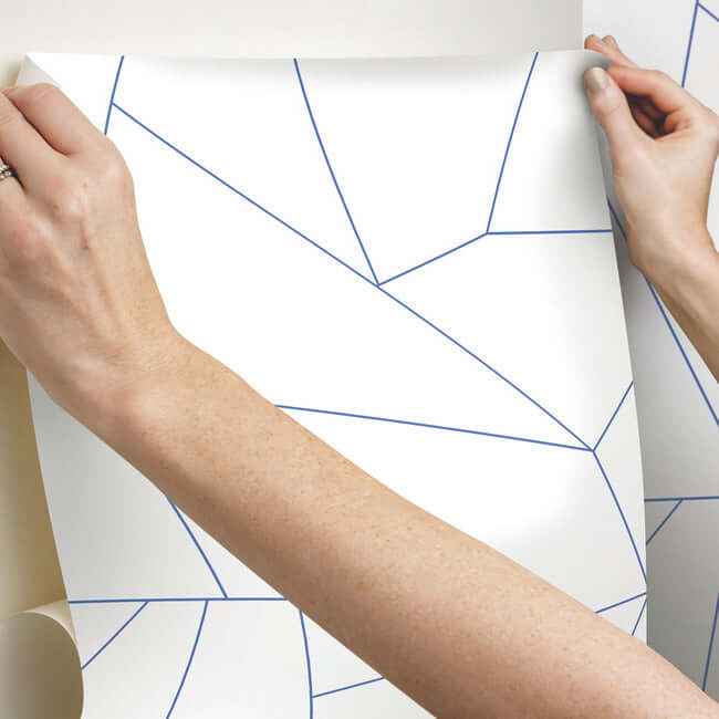 Factured Prism White & Blue Peel & Stick Wallpaper - York Wallcoverings - PSW1234RL - York Wallcoverings Wallpaper