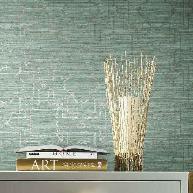 Quatrefoil Trellis Blue Peel & Stick Wallpaper - York Wallcoverings - PSW1066RL