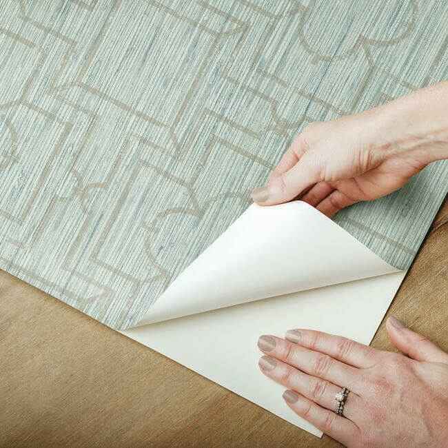Quatrefoil Trellis Blue Peel & Stick Wallpaper - York Wallcoverings - PSW1066RL - York Wallcoverings Wallpaper