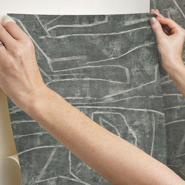 urban-chalk-premium-peel-stick-wallpaper-dark-gray-york-wallcoverings-psw1230rl - York Wallcoverings Wallpaper