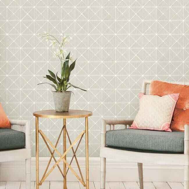 Double Diamonds Off White Peel & Stick Wallpaper - York Wallcoverings - PSW1072RL - York Wallcoverings Wallpaper