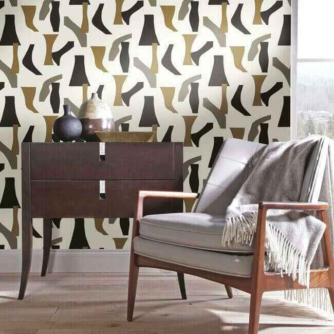 Modernist Black & Gold Peel & Stick Wallpaper - York Wallcoverings - PSW1059RL