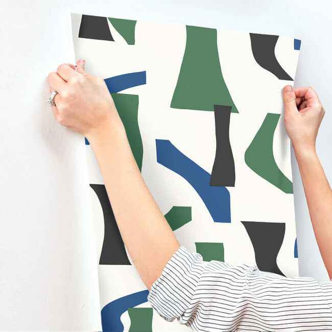 Modernist Green & Blue Peel & Stick Wallpaper - York Wallcoverings - PSW1057RL - York Wallcoverings Wallpaper