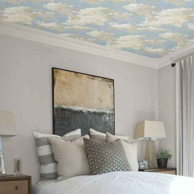 Clouds on Canvas Blue Peel & Stick Wallpaper - York Wallcoverings - PSW1079RL - York Wallcoverings Wallpaper