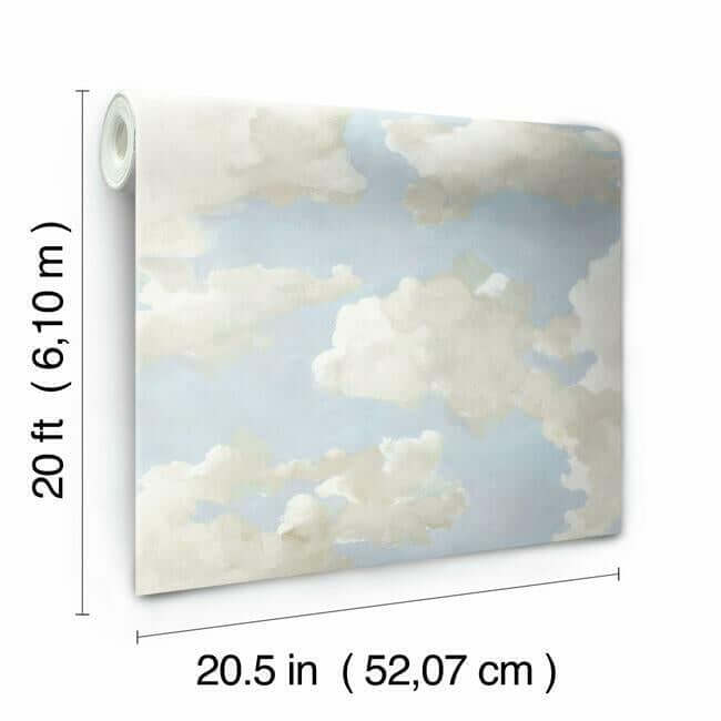 clouds-on-canvas-premium-peel-stick-wallpaper-blue-york-wallcoverings-psw1079rl - York Wallcoverings Wallpaper