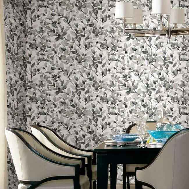 Botany Vines Grey Peel & Stick Wallpaper - York Wallcoverings - PSW1086RL - York Wallcoverings Wallpaper