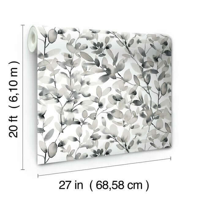 botany-vines-premium-peel-stick-wallpaper-grey-york-wallcoverings-psw1086rl - York Wallcoverings Wallpaper