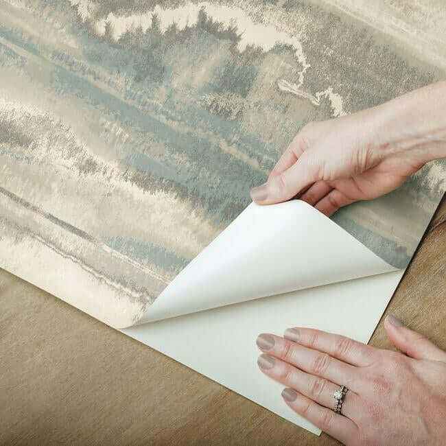 High Tide Taupe & Blue Peel & Stick Wallpaper - York Wallcoverings - PSW1105RL - York Wallcoverings Wallpaper