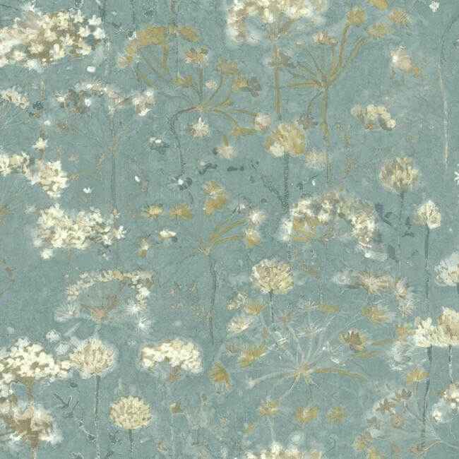 Botanical Fantasy Blue & Beige Peel & Stick Wallpaper - York Wallcoverings - PSW1106RL
