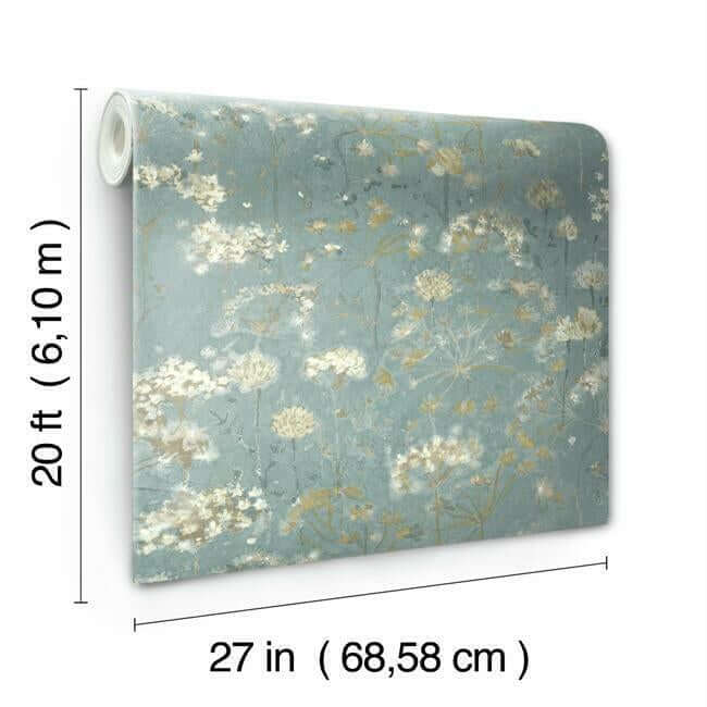 botanical-fantasy-premium-peel-stick-wallpaper-bluebeige-york-wallcoverings-psw1106rl - York Wallcoverings Wallpaper