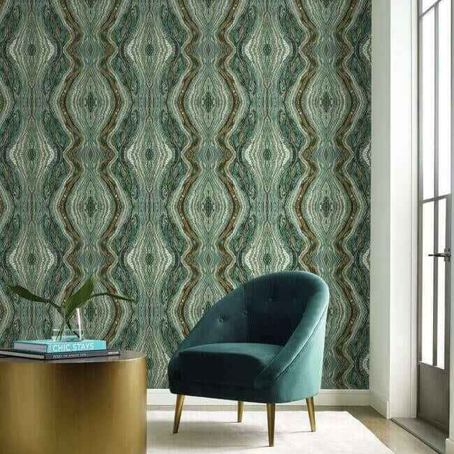 Kaleidoscope Teal Peel & Stick Wallpaper - York Wallcoverings - PSW1112RL - York Wallcoverings Wallpaper