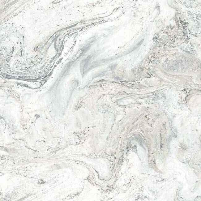 Oil & Marble White & Grey Peel & Stick Wallpaper - York Wallcoverings - PSW1127RL
