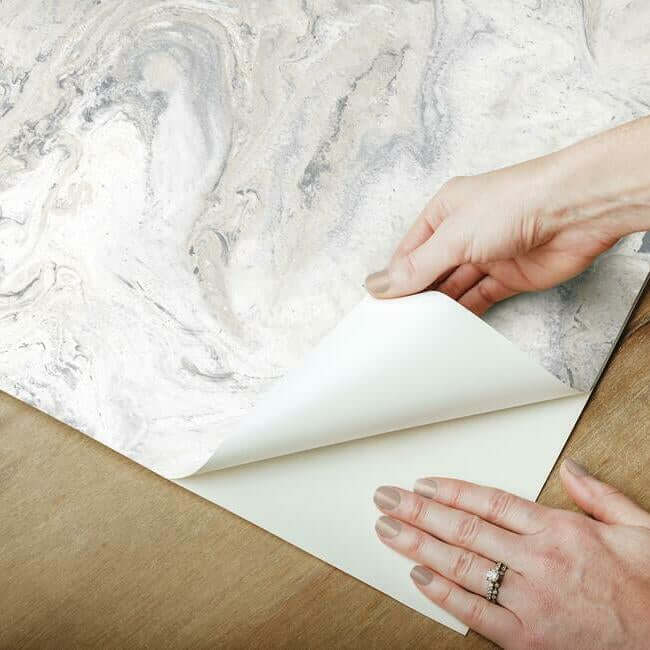 oil-marble-premium-peel-stick-wallpaper-whitegrey-york-wallcoverings-psw1127rl - York Wallcoverings Wallpaper