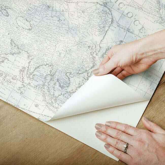Coastal Map Blue & Grey Peel & Stick Wallpaper - York Wallcoverings - PSW1131RL - York Wallcoverings Wallpaper