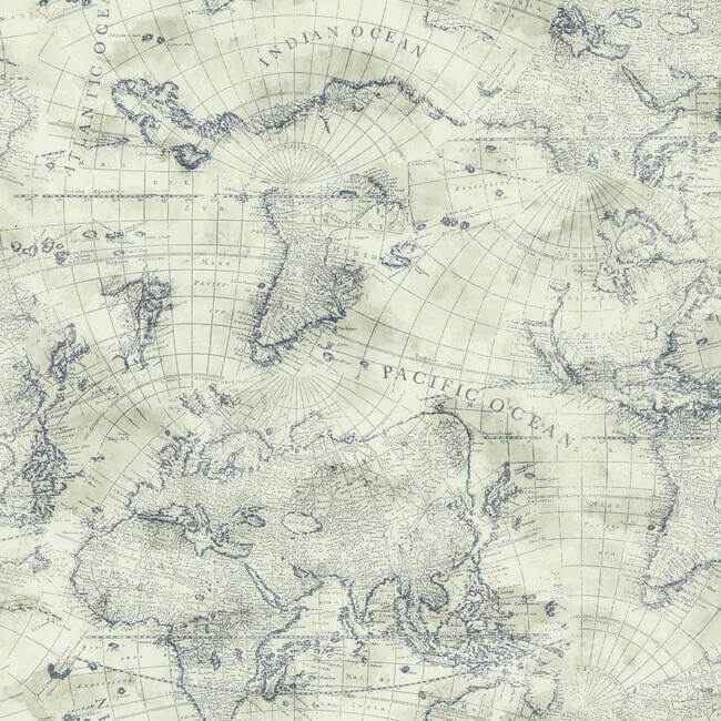 Coastal Map Blue & Beige Peel & Stick Wallpaper - York Wallcoverings - PSW1132RL - York Wallcoverings Wallpaper