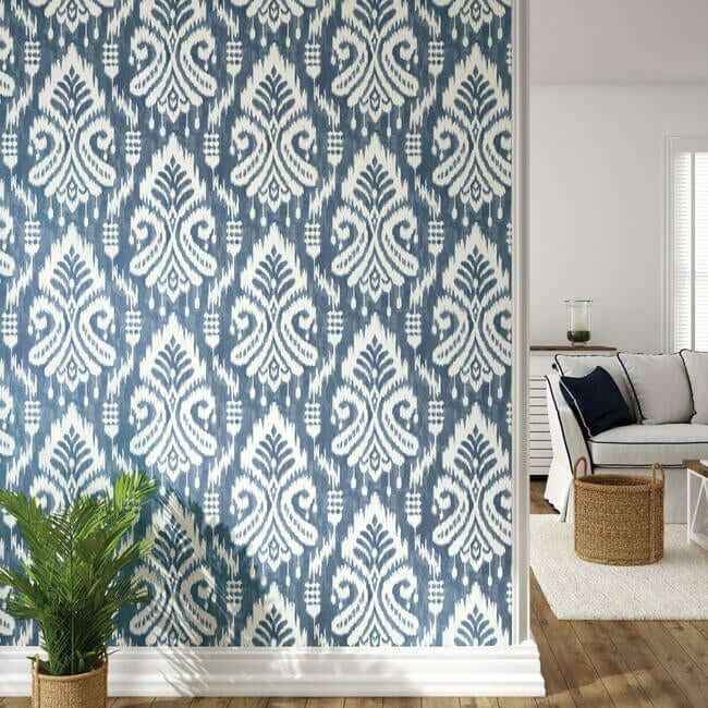 Hawthorne Ikat Blue Peel & Stick Wallpaper - York Wallcoverings - PSW1143RL - York Wallcoverings Wallpaper