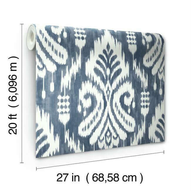hawthorne-ikat-premium-peel-stick-wallpaper-demin-york-wallcoverings-psw1143rl - York Wallcoverings Wallpaper