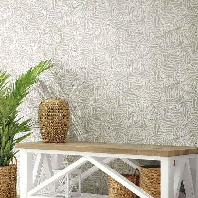 Oahu Fronds Off White Peel & Stick Wallpaper - York Wallcoverings - PSW1147RL - York Wallcoverings Wallpaper