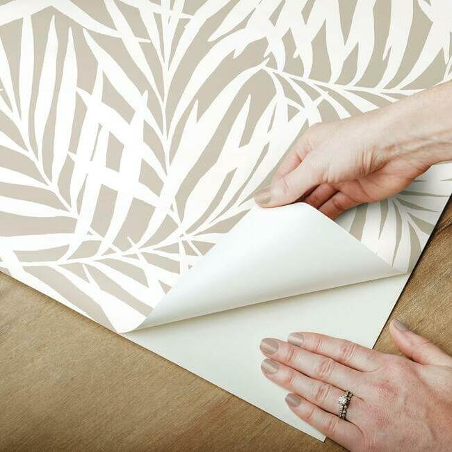 oahu-fronds-premium-peel-stick-wallpaper-linen-york-wallcoverings-psw1147rl - York Wallcoverings Wallpaper