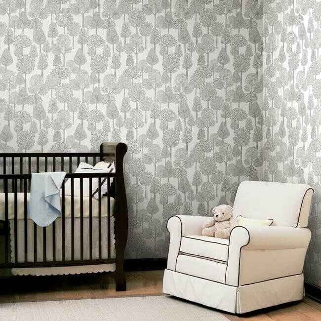 Treetops Grey Peel & Stick Wallpaper - York Wallcoverings - PSW1189RL - York Wallcoverings Wallpaper