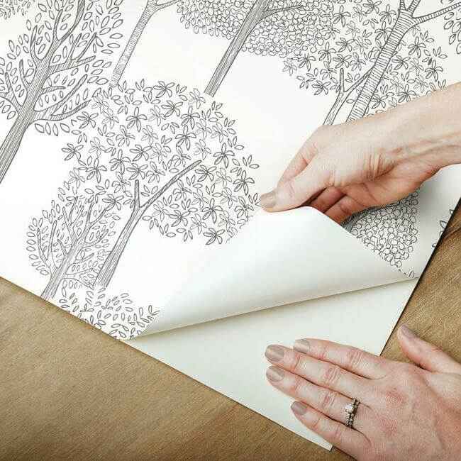Treetops Grey Peel & Stick Wallpaper - York Wallcoverings - PSW1189RL - York Wallcoverings Wallpaper