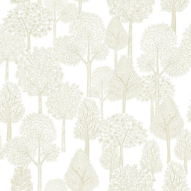 treetops-gold-metallic-peel-stick-wallpaper-york-wallcoverings-psw1190rl - York Wallcoverings Wallpaper