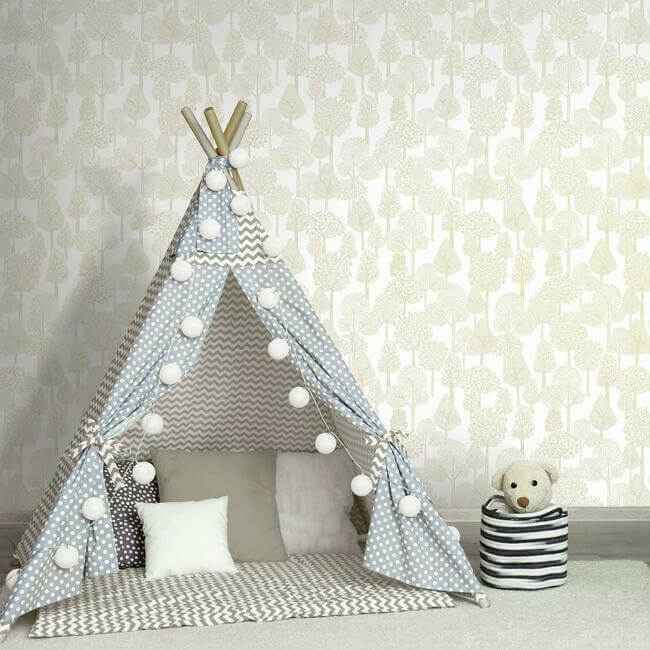 Treetops Gold Metallic Peel & Stick Wallpaper - York Wallcoverings - PSW1190RL - York Wallcoverings Wallpaper
