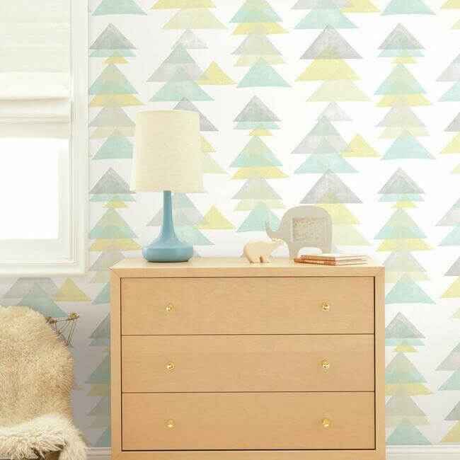 Dwellstudio Triangles Premium Peel Stick Wallpaper Aquayellow - York Wallcoverings - PSW1192RL - York Wallcoverings Wallpaper