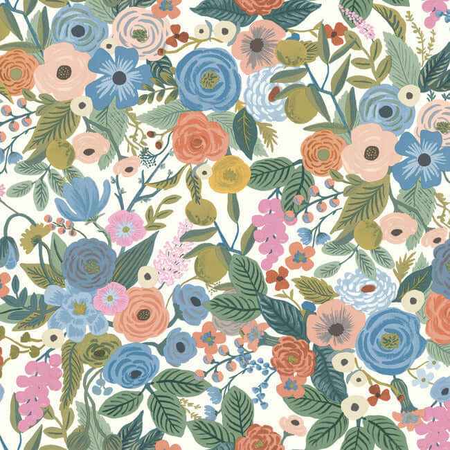 Garden Party Cobalt Multi Peel & Stick Wallpaper - York Wallcoverings - PSW1485RL - York Wallcoverings Wallpaper