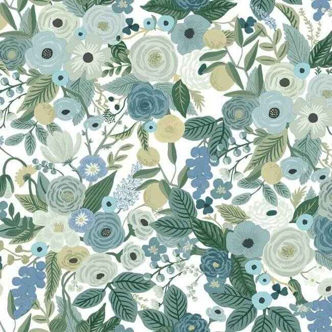 Garden Party Blue Peel & Stick Wallpaper - York Wallcoverings - PSW1201RL - York Wallcoverings Wallpaper