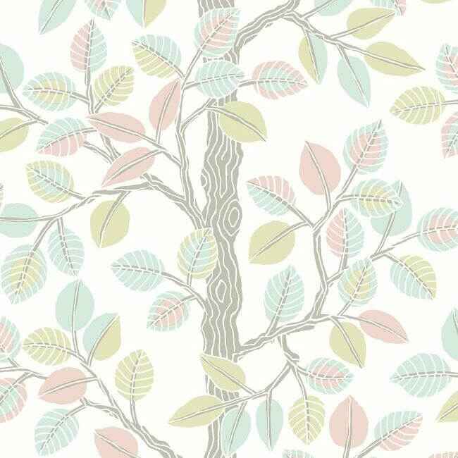 Forest Leaves Premium Peel Stick Wallpaper Pinkmint - York Wallcoverings - PSW1208RL