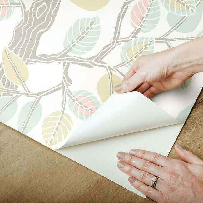 Forest Leaves Premium Peel Stick Wallpaper Pinkmint - York Wallcoverings - PSW1208RL - York Wallcoverings Wallpaper