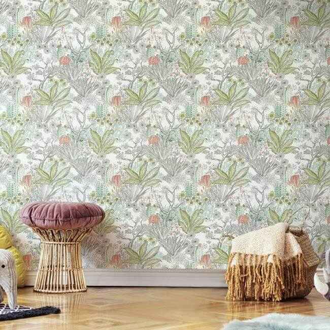 Flowering Desert Grey Peel & Stick Wallpaper - York Wallcoverings - PSW1213RL - York Wallcoverings Wallpaper