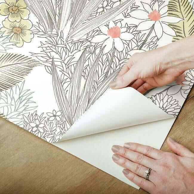 Flowering Desert Grey Peel & Stick Wallpaper - York Wallcoverings - PSW1213RL - York Wallcoverings Wallpaper