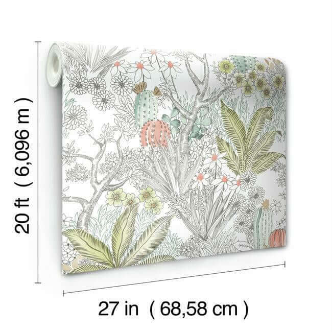flowering-desert-premium-peel-stick-wallpaper-grey-york-wallcoverings-psw1213rl - York Wallcoverings Wallpaper