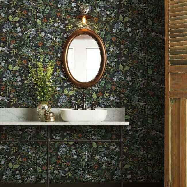 Juniper Forest Black Peel & Stick Wallpaper - York Wallcoverings - PSW1198RL - York Wallcoverings Wallpaper