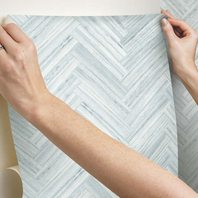 hermosa-herringbone-blue-peel-stick-wallpaper-york-wallcoverings-psw1289rl - York Wallcoverings Wallpaper