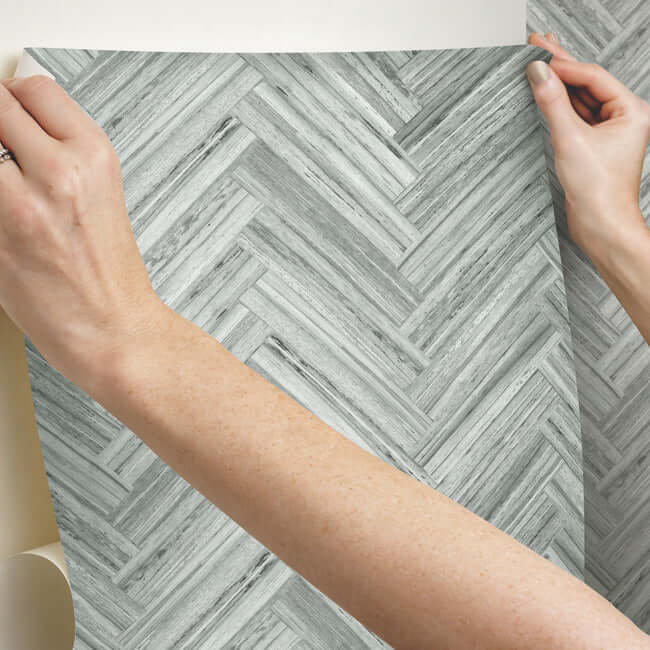 hermosa-herringbone-grey-peel-stick-wallpaper-york-wallcoverings-psw1288rl - York Wallcoverings Wallpaper