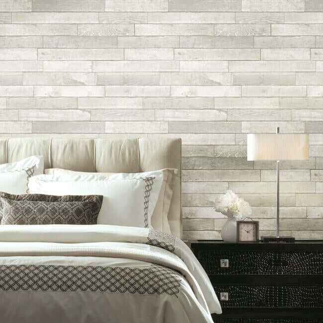 Warehouse Planks White Peel & Stick Wallpaper - York Wallcoverings - PSW1293RL - York Wallcoverings Wallpaper