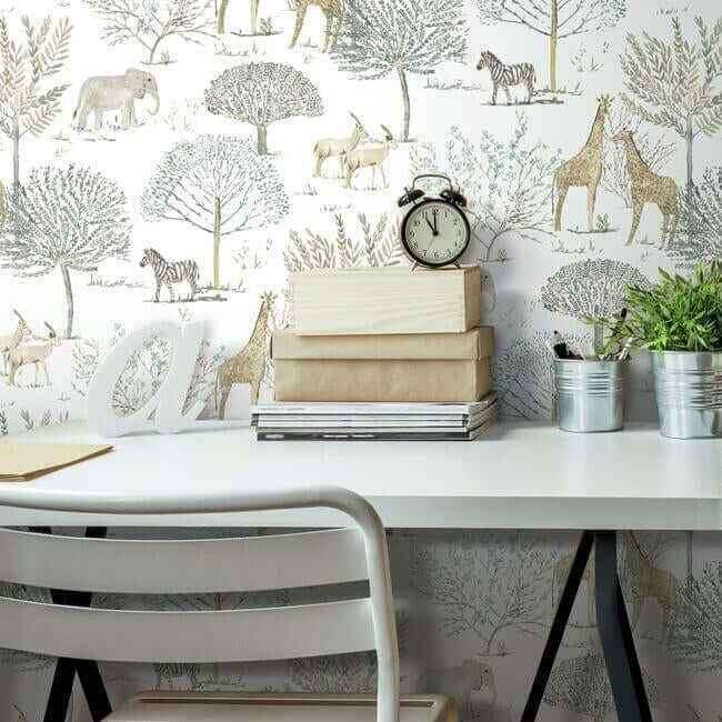 On the Savanna Neutral Peel & Stick Wallpaper - York Wallcoverings - PSW1212RL - York Wallcoverings Wallpaper