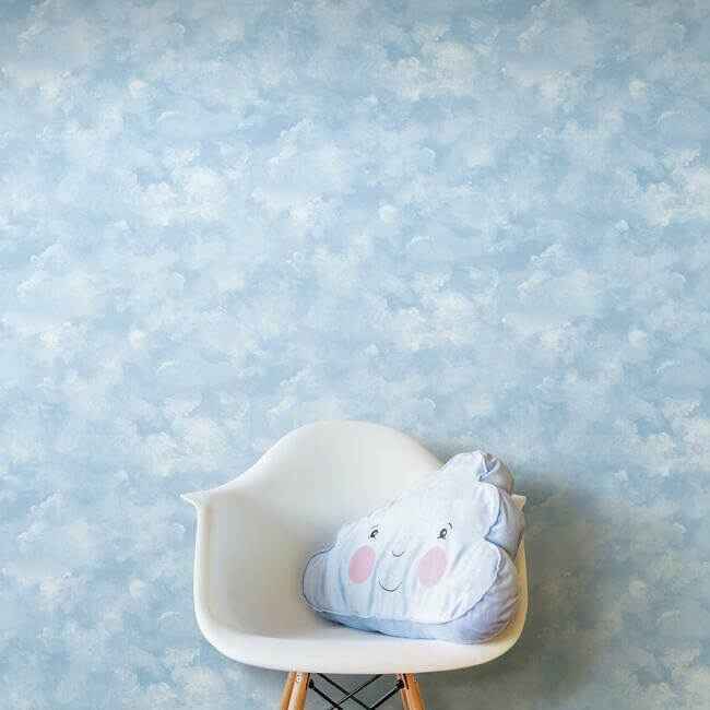 Atrium Clouds Blue Peel & Stick Wallpaper - York Wallcoverings - PSW1211RL - York Wallcoverings Wallpaper