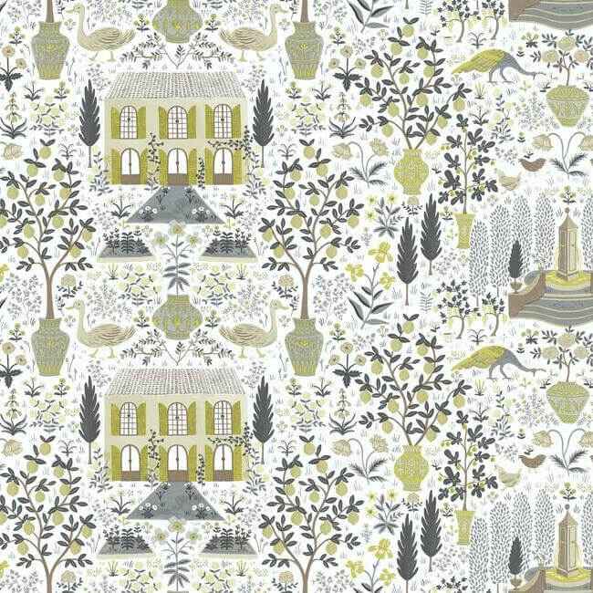 Camont Linen & Gold Wallpaper - York Wallcoverings - RI5107 - York Wallcoverings Wallpaper