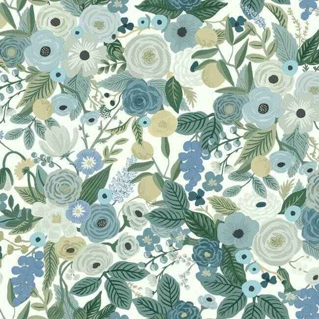 Garden Party Blue Wallpaper - York Wallcoverings - RI5120 - York Wallcoverings Wallpaper